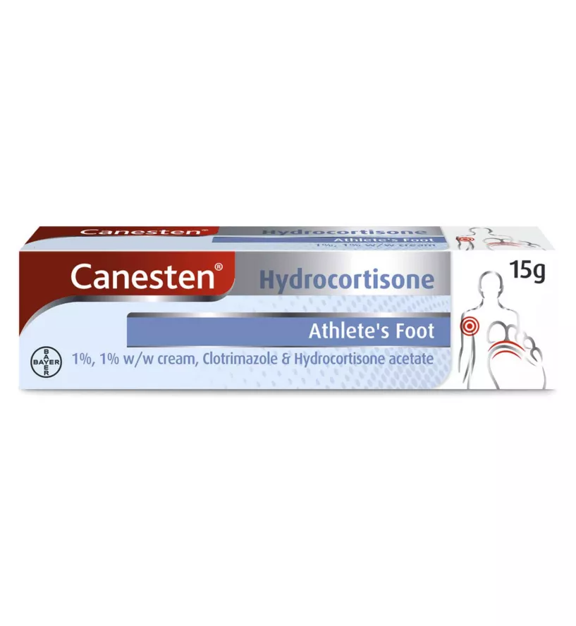 Canesten Hydrocortisone Athlete's Foot 1 w/w Cream 15g PillSorted