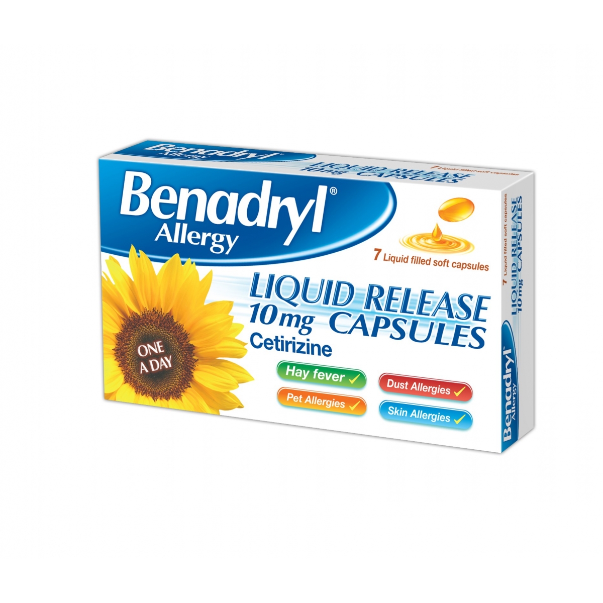 Benadryl Allergy Liquid Release 7 Capsule PillSorted