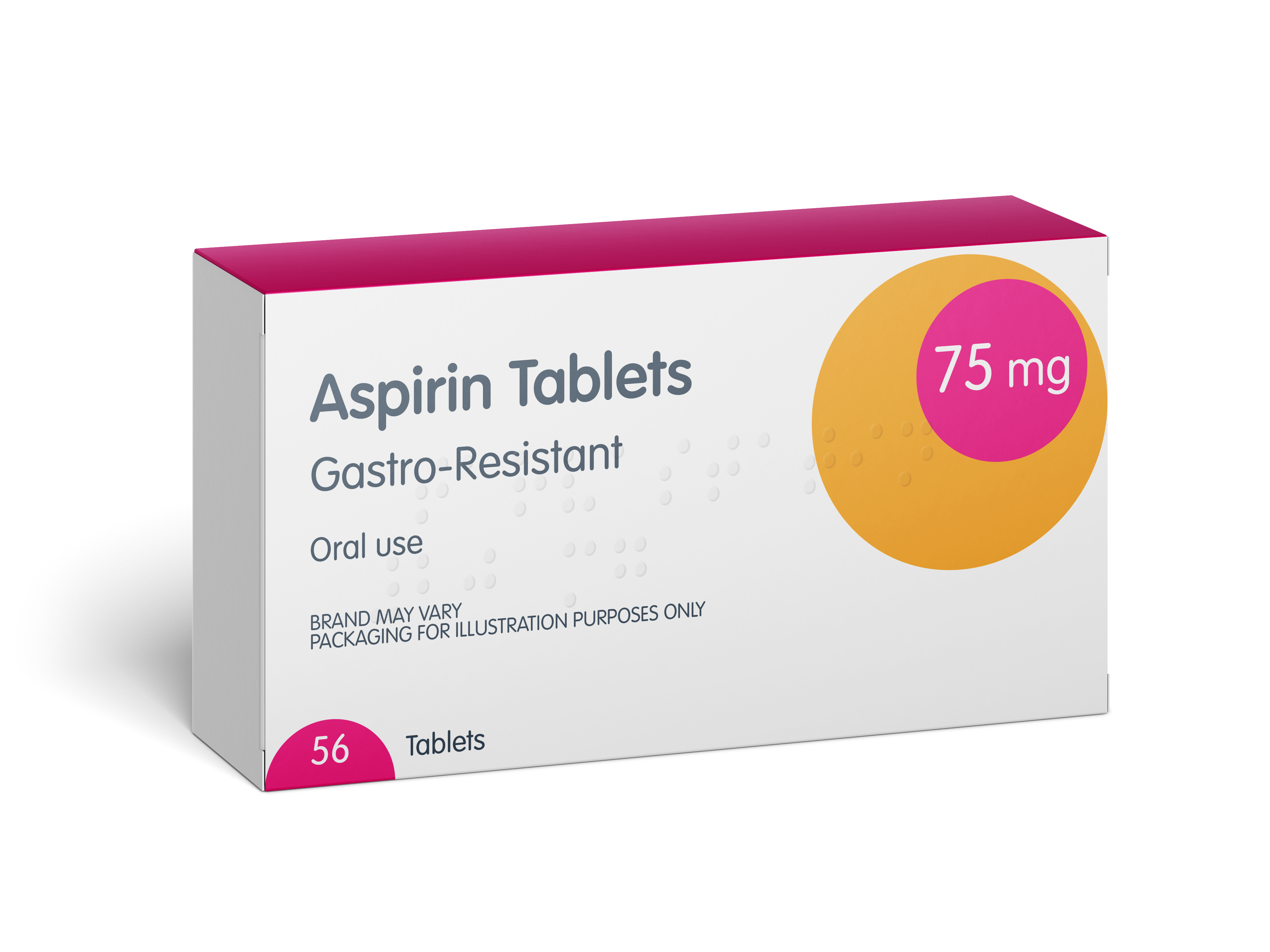 Aspirin 75mg Gastro-Resistant Tablets - 56 tablets