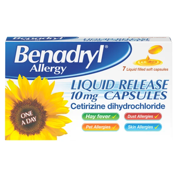 Benadryl Cetirizine Allergy Liquid Release - 7 Capsules