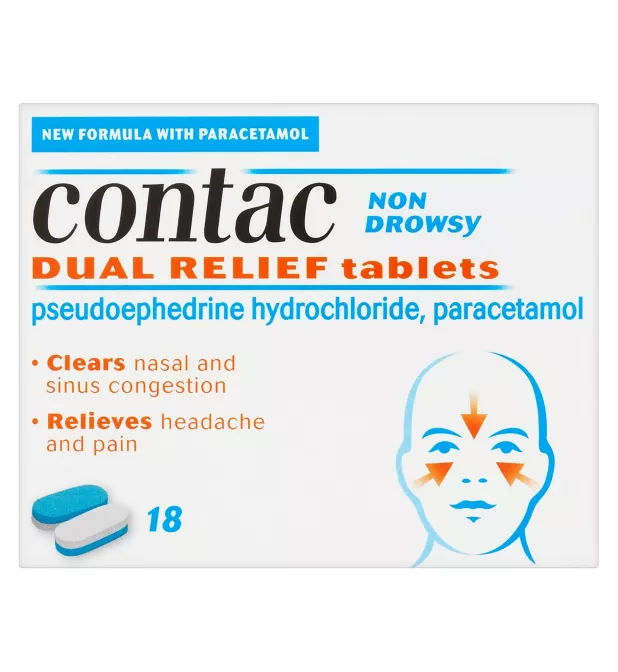 Contac Non-Drowsy Cold & Flu Dual Relief - 18 Tablets