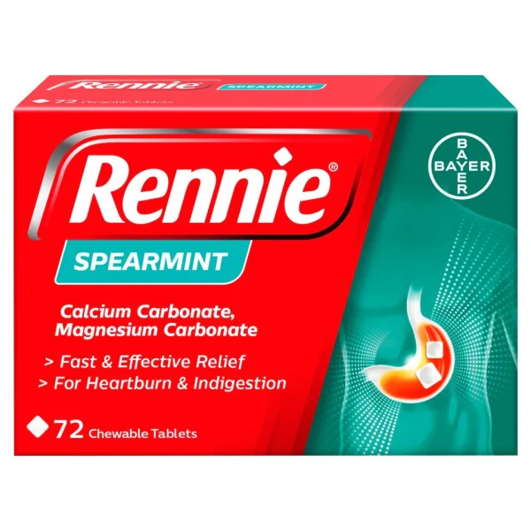 Rennie Spearmint Indigestion & Heartburn Relief - 72 Tablets