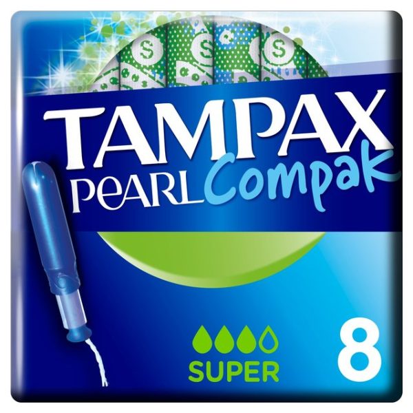 Tampax Pearl Compak Super Tampons Applicator - 8 Pack