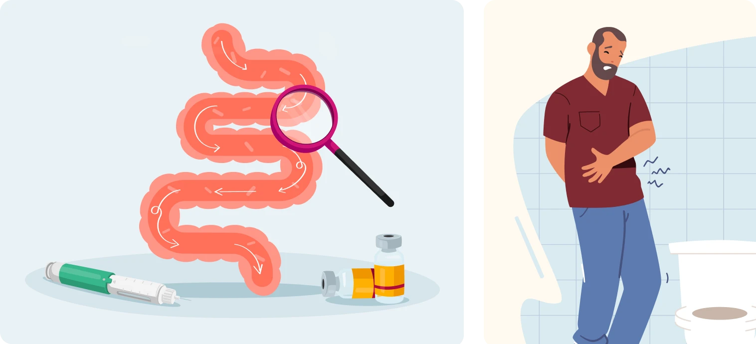Diarrhoea from GLP-1 injections, man rushing to toilet