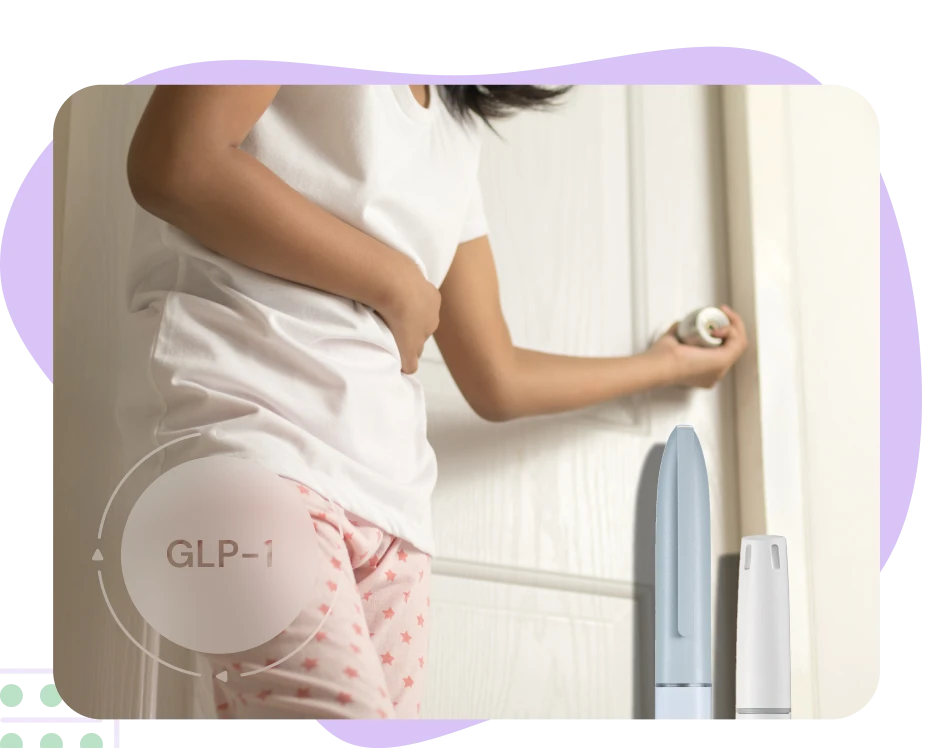 Woman suffering from diarrhoea due to GLP-1 treatments