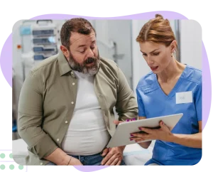 Obese man getting advice from his GP