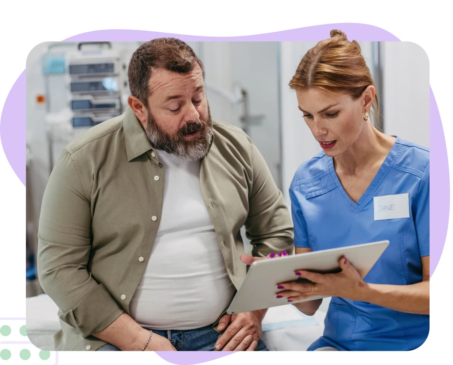 Obese man getting advice from his GP